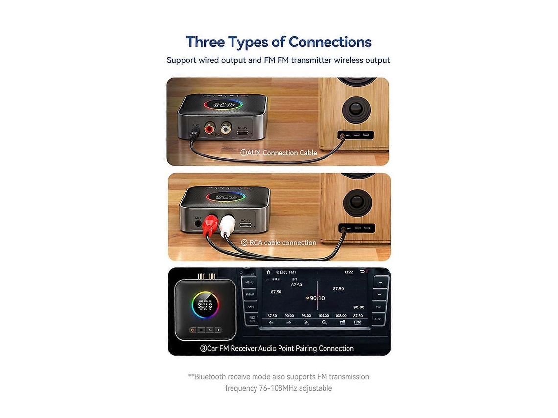 Transmisor y receptor FM 3 en 1 Rosewell con Bluetooth 5.4