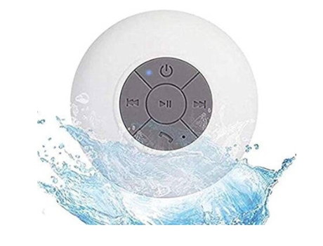 Mini Equipo HiFi Portátil con Ducha Impermeable Piscina Altavoz Bluetooth Inalámbrico Manos Libres con MicrófonoBlanco BISBISOUS