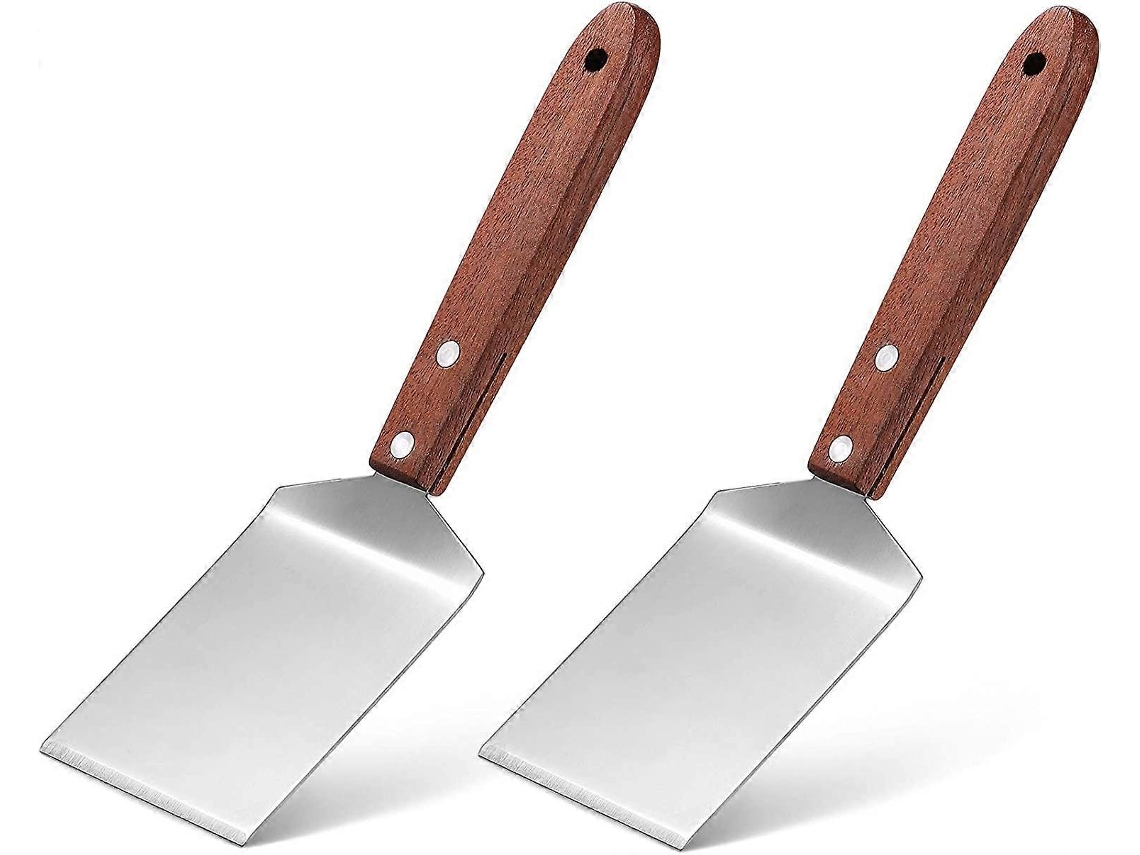 2 Espátulas De Metal Acero Inoxidable Con Mango De Madera Para Brownies Galletas Cocina Horneado Voltear