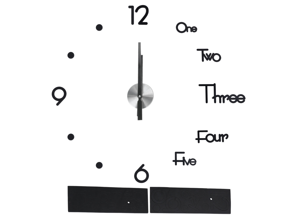 Reloj de pared sin marco Baok-reloj, espejo adhesivo DIY, decoración del hogar, mesa, tamaño mediano, negro