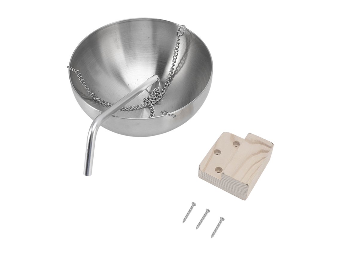 Tazón De Sauna De Acero Inoxidable Con Bloque De Madera Para Aceite Aromático, Colgante, 20 Cm.