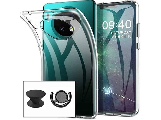 Funda + PopSocket + Soporte Huawei Mate 30 5G 360° Impact Protection (Transparente)