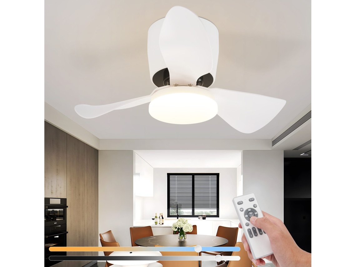 Nettlife Ventilador De Techo Led 70cm 23w Blanco, Iluminación Regulable Silenciosa, Función Verano/invierno, 6 Velocidades