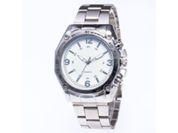 Reloj De Pulsera Masculino De Cuarzo Con Correa De Acero, Dial Redondo, Estilo Moderno (blanco Plata)