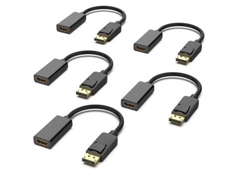 Adaptador Displayport a HDMI Paquete de 5 Dp Display Port Convertidor HDMI Macho a Hembra con Audio Negro