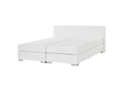 Cama doble BELIANI President de piel sintética blanca 170x210x90