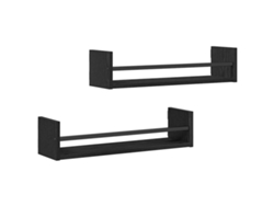 Estante De Pared | Estante Flotante | Estantería Pared 2 Uds Roble Negro 60 X 16 X 14 Cm