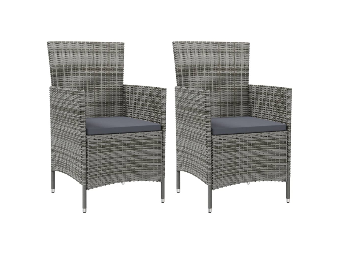 Sillas de jardín DKD Home Decor de 2 piezas con cojines, mimbre gris