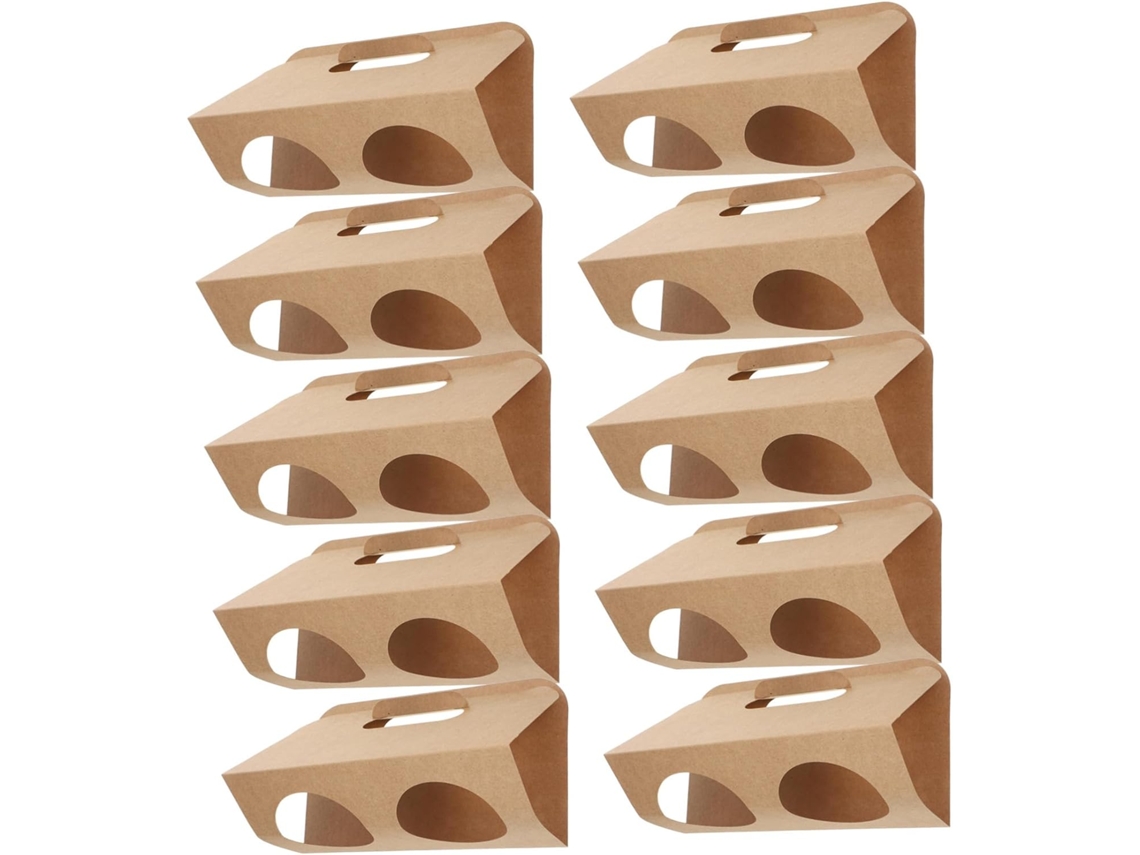 Soporte Portátil De Papel Kraft Para 10 Vasos Con Doble Compartimento Para Llevar Bebidas Frías Y Calientes.