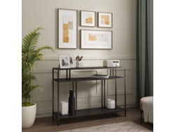 Mesa consola Kumlinge con 2 estantes estructura metálica 78 x 110 x 30 cm Negro [EN.CASA]