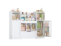 Mueble de almacenamiento de juguetes, amplio espacio de almacenamiento, diseño seguro, blanco.