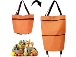 Carrito de compras plegable 2 en 1 con cremallera de dos etapas, ruedas y bolsa de compras (a 1b) GOKOCO (negro)