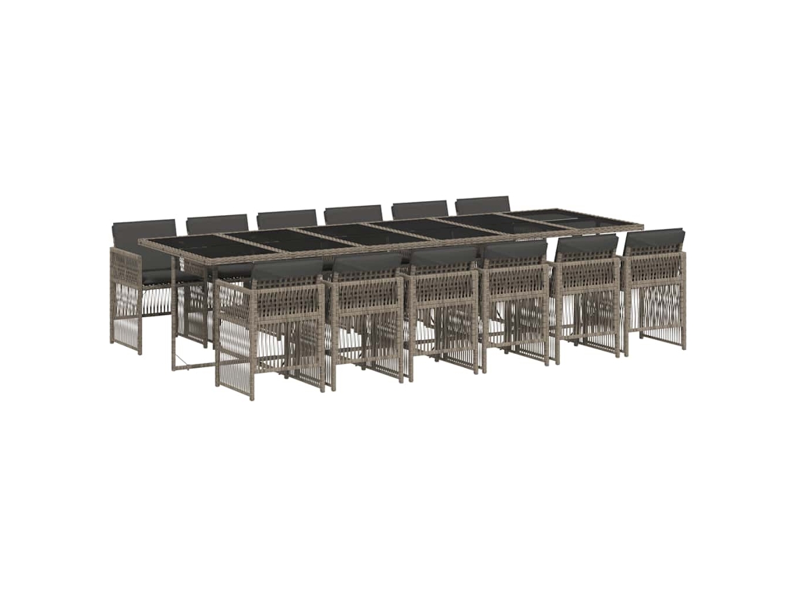 Maison Exclusive - Set Comedor De Jardín Con Cojines 13 Pzas Ratán Sintético Gris