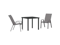 Maison Exclusive - Conjunto De Jantar Para Jardim 3 Pcs Cinza E Preto
