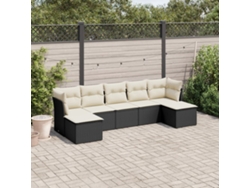 Conjunto de sofá de jardín de 7 piezas con cojines, ratán negro, Dkd Home Decor