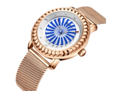 Reloj De Cuarzo Impermeable De Moda Para Hombre (oro Rosa Y Azul)