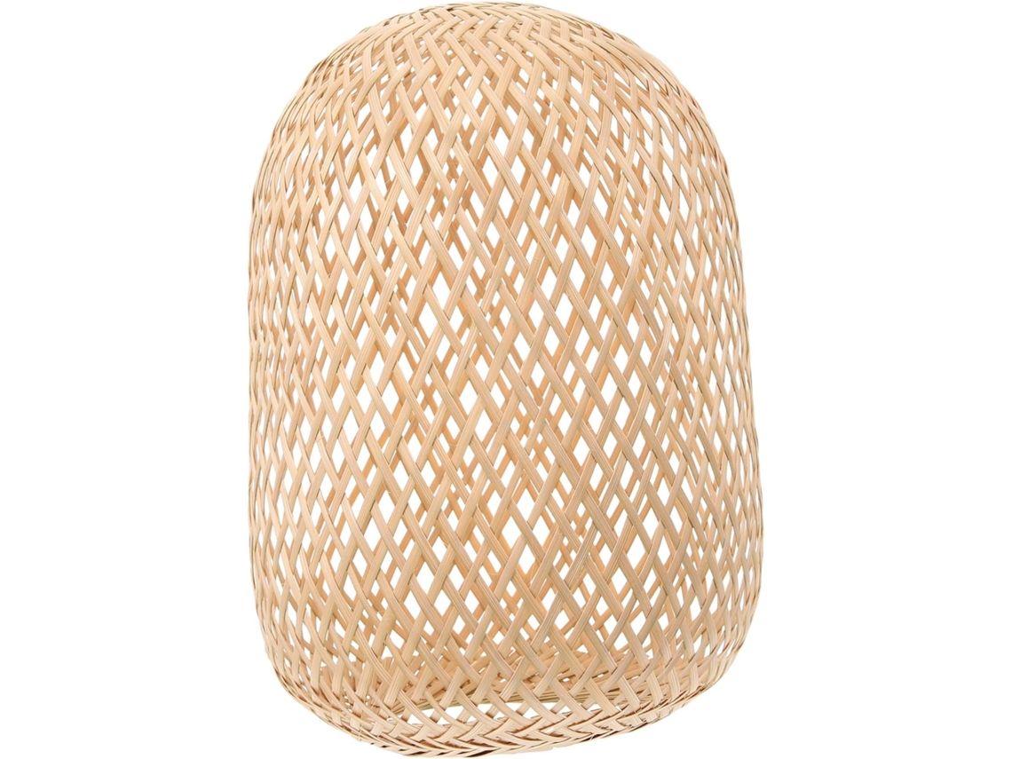 Bambú Natural Tejido, Adorno Colgante Decorativo Con Diseño Calado, Diámetro 18 Cm X Altura 25 Cm, Ligero.