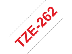 Cinta laminada Compatible Brother Tze262 Texto Rojo / Fondo Blanco 36Mm X 8M
