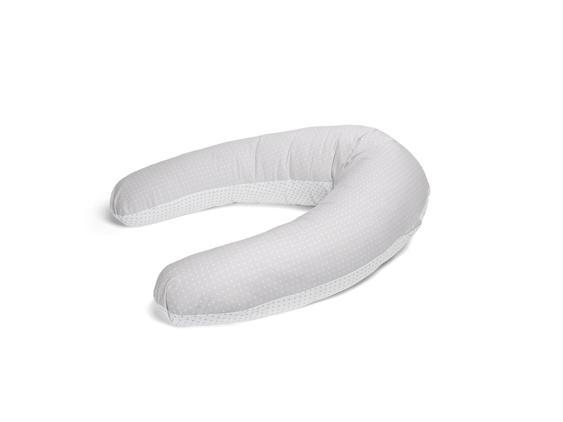 Almohada de maternidad y lactancia, gris evolutivo, 160 cm, funda extraíble y relleno de fibra, Xaluca