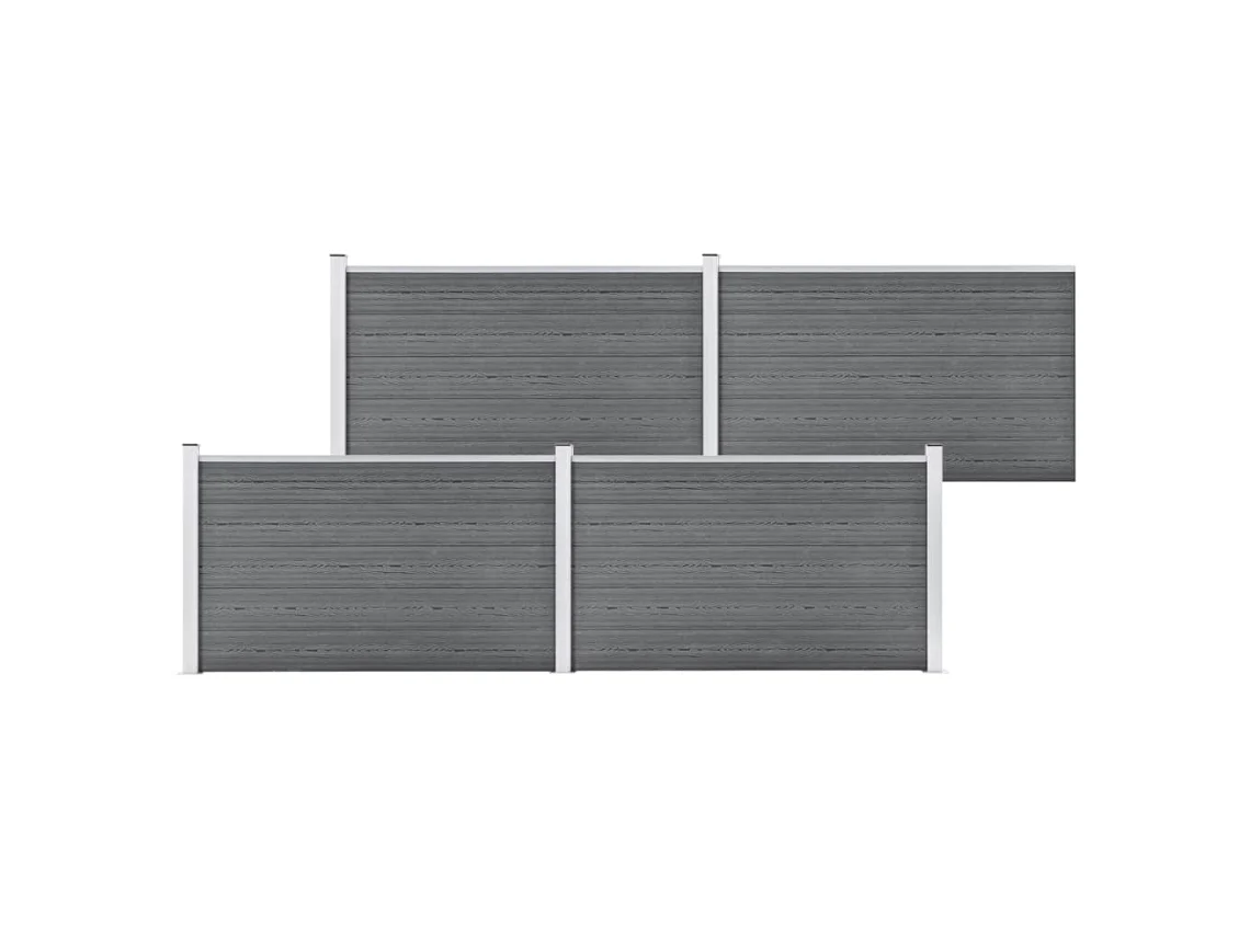 Panel de valla de jardín de 699 x 106 cm, WPC, gris, DKD HOME DECOR