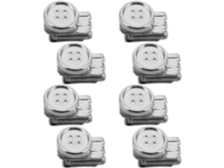 8 botones blancos para tirantes, clips metálicos. Slowmoose