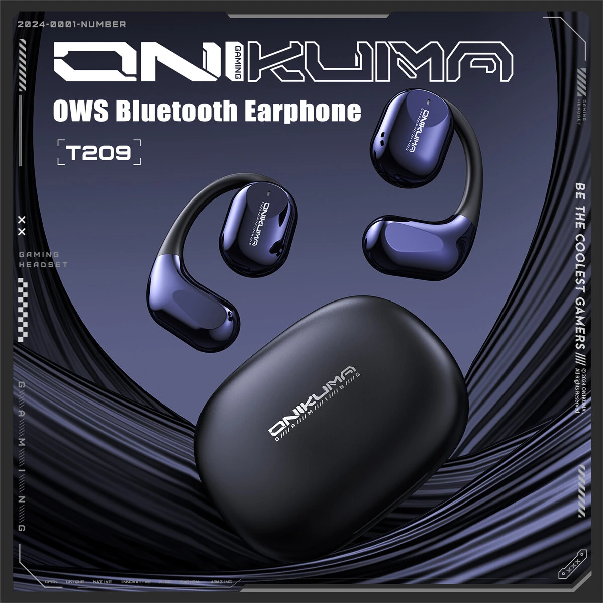 Auriculares De Música Onikuma T209 Ows, Inalámbricos Por Bluetooth 5.4, Estéreo, Sonido Envolvente, Graves Profundos, Transmisión Direccional, Pantall