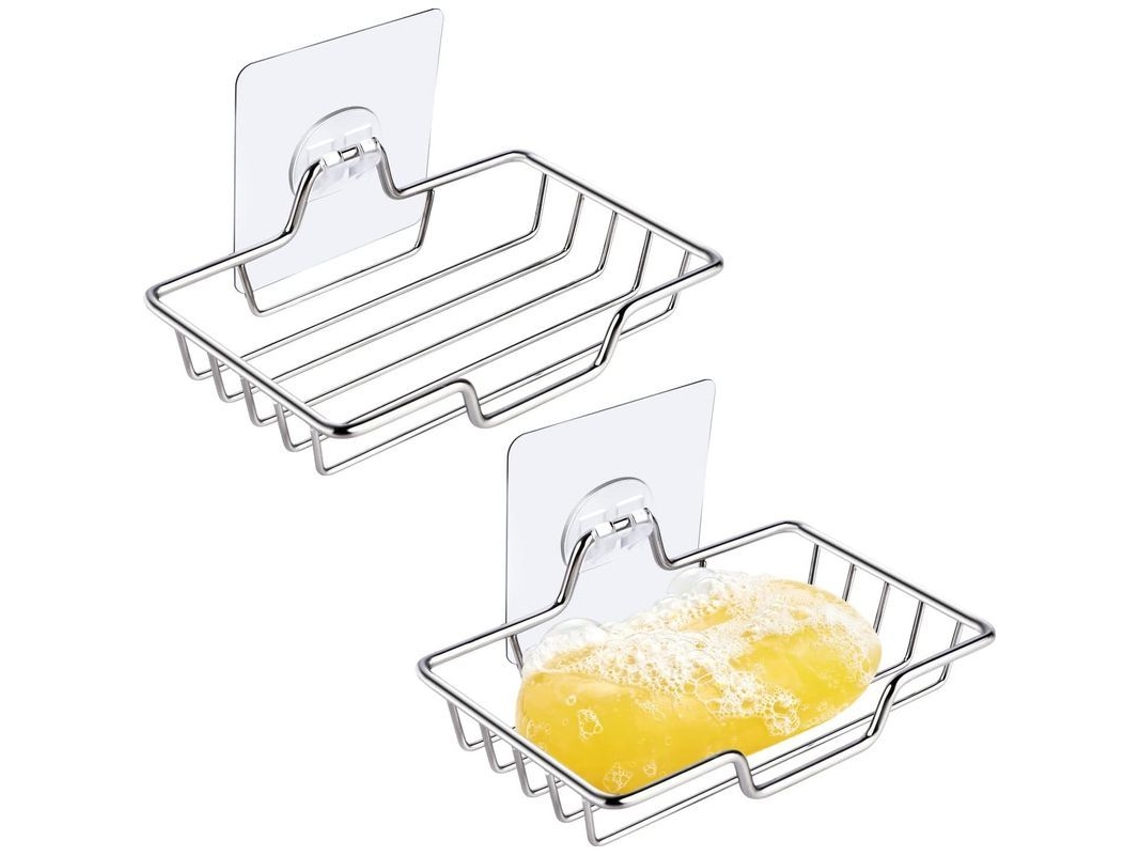 2026-portavasos De Jabón De Acero Inoxidable Con Ventosas, Canasta Para Baño Y Ducha, 2 Piezas, Sin Taladrar