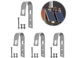 Soporte para panel solar, gancho de pasamanos de acero inoxidable, gancho universal para panel solar de balcón Zeuxo (acero inoxidable)