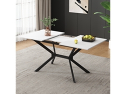 Mesa De Comedor Extensible De Color Blanco, De Medidas 120/160*80 Cm, Adecuada Para Cuatro A Seis Personas.