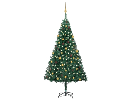 Árbol de Navidad VIDAXL preiluminado con luces y bolas verde (240 cm)