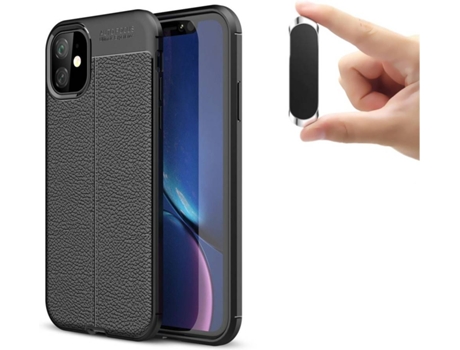 Carcasa + Soporte iPhone 11 Rugged Leather Negro