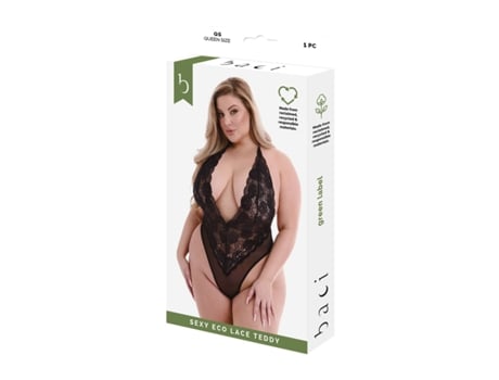 Conjunto de Lencería BACI LINGERIE Eco Lace Teddy (Negro - Queen)