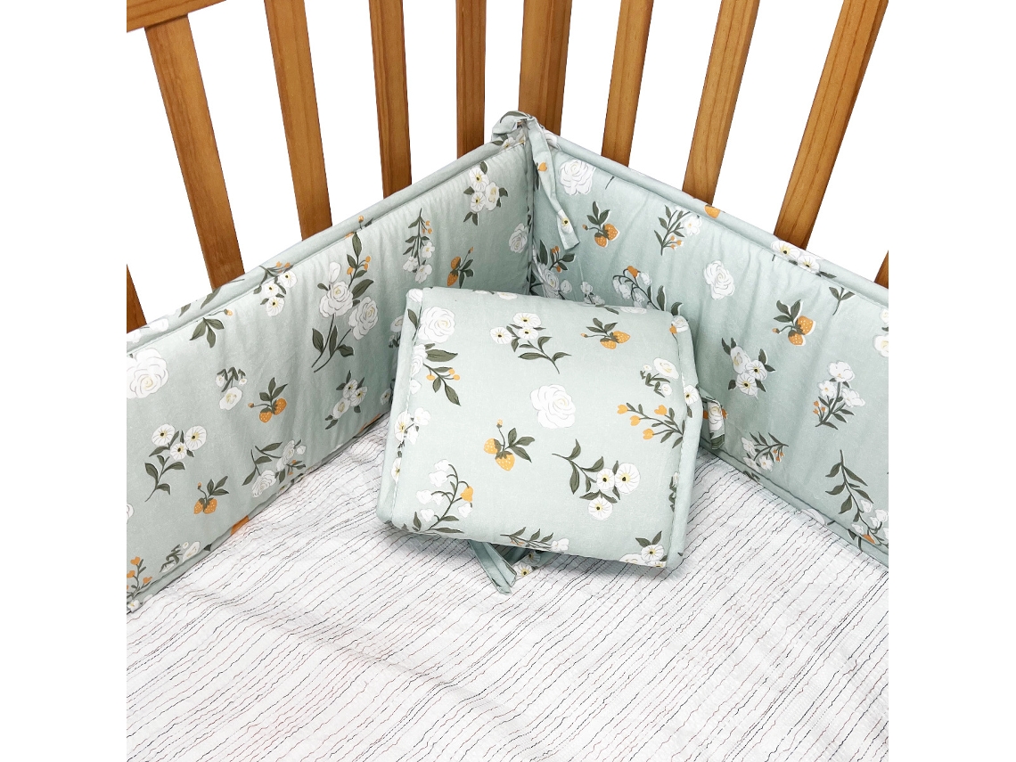 Juego de 4 protectores de cuna PANOONA, color verde (2 x 132 cm + 2 x 68,5 cm)