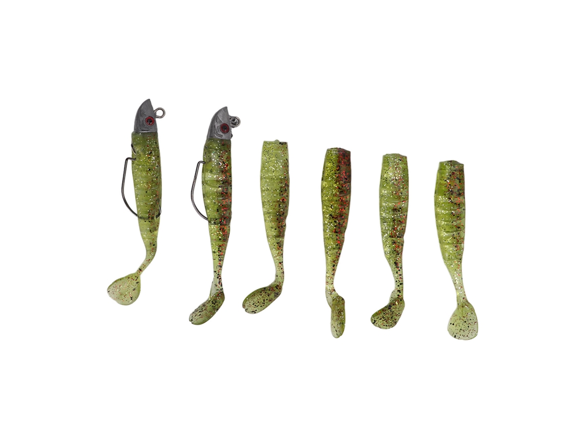 Danu26-6 Piezas Cebo De Pesca Blando Premium Silicona Ecológico Ojos 3d Lifelike Motion Lures Amarillo