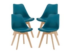 Juego de 4 sillas de comedor Fläten [EN.CASA] estilo escandinavo 82x49x54cm cuero sintético - Turquesa