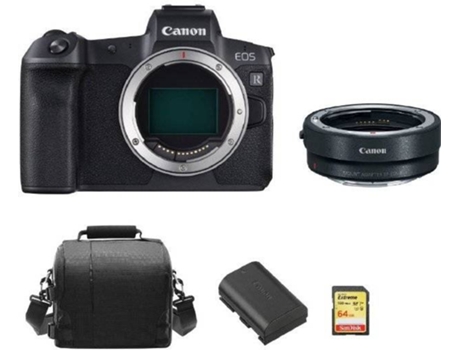 Cámara Instantánea CANON EOS R + Adaptador EF-EOS R + Tarjeta SD 64GB + Bolsa + Batería LP-E6N (Full Frame)