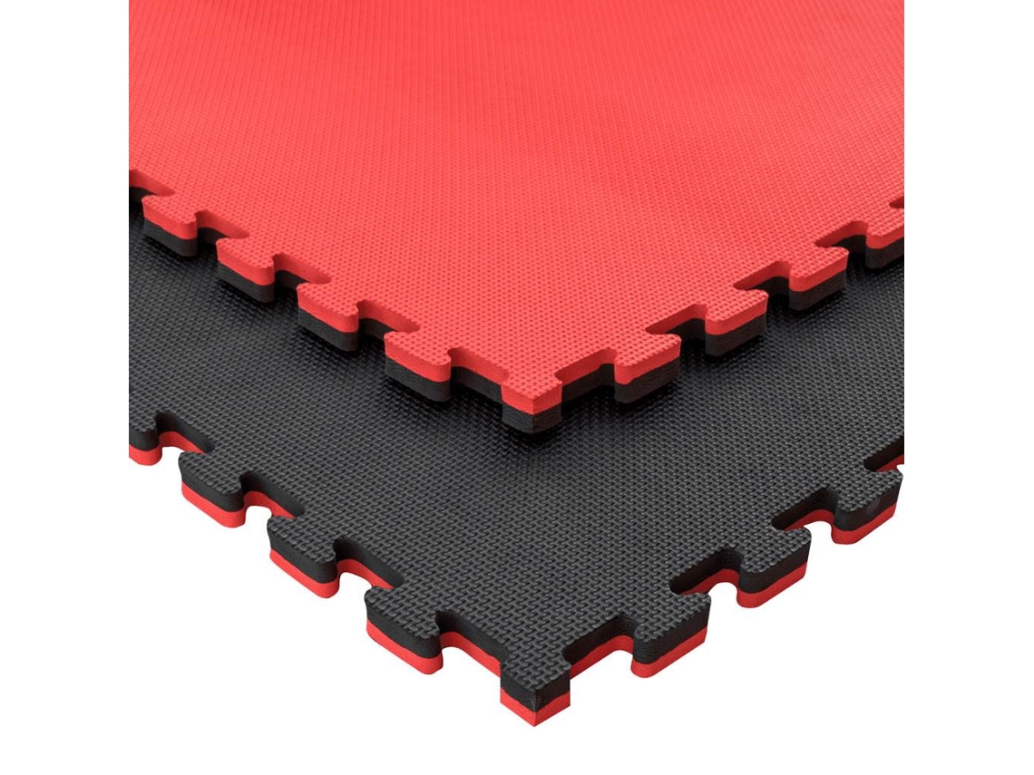 Tatami Puzzle 9 PIEZAS (9m² ) Esterilla Goma Espuma Tatami Suelo para Gimnasio Ideal Artes Marciales 1m x 1m x 2,5cm Rojo/Negro