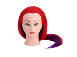Cabeza De Maniquí Con Pelo Rojo Y Morado Para Entrenamiento De Peluquería