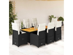Conjunto de bistró de jardín de 9 piezas DKD Home Decor con cojines de mimbre negros