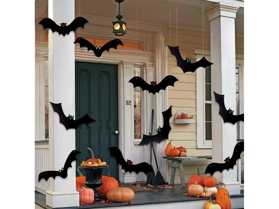 12 Murciélagos Colgantes De Halloween Con Ojos Brillantes Para Decoración De Fiestas En El Jardín O Al Aire Libre.
