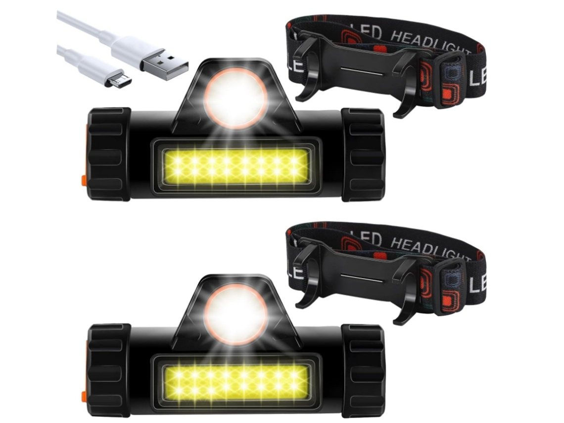 Linterna Frontal Recargable 2 Paquetes Linterna Frontal Led Ultrabrillante y Liviana con 2 Modos de iluminación Linterna Frontal Led Impermeable Negro YEMAESRE