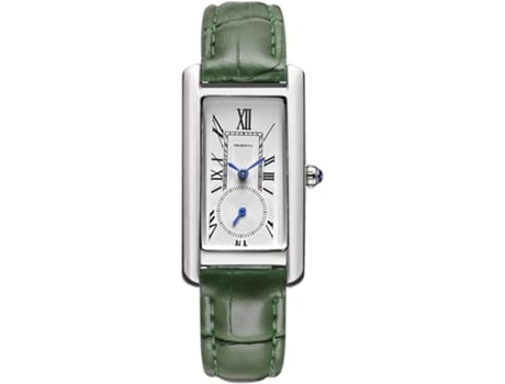 VEANXIN Reloj cuadrado de cuarzo de cuero para mujer-rojo y plata