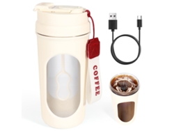 Copo Misturador Automático 440ml, Recarregável Usb Com Alça. Ideal Para Bebidas Diversas. Perfeito Para Casa, Trabalho, Viagens E Esportes. Branco.