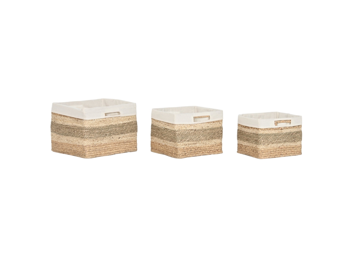 Juego de 3 cestas de fibra de junco natural, 40x33x28cm ALEXANDRA HOUSE LIVING