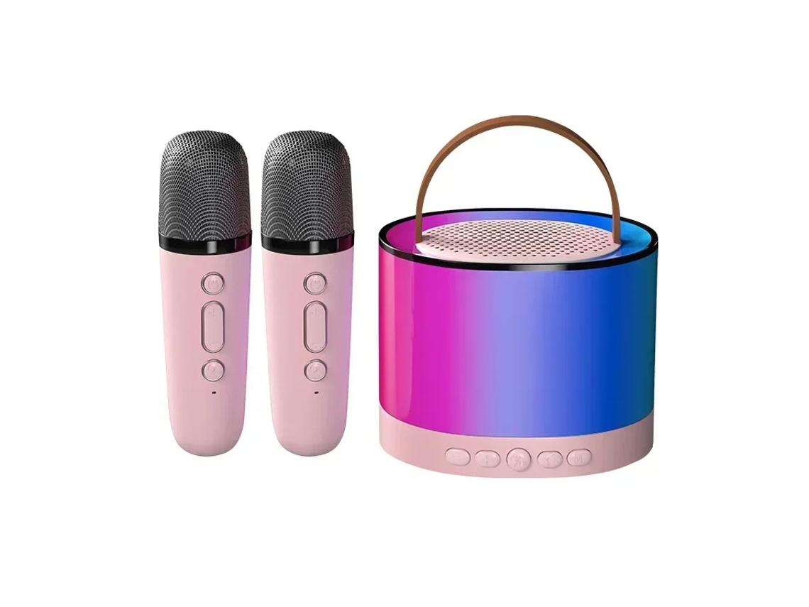 Altavoz de karaoke inalámbrico con Bluetooth Gusshious Machine K52 RGB, reproductor de música para niños, color rosa