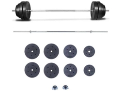 Discos de Musculación Juego de y barra FITNESS TECH  Barbell Olímpico (35kg)