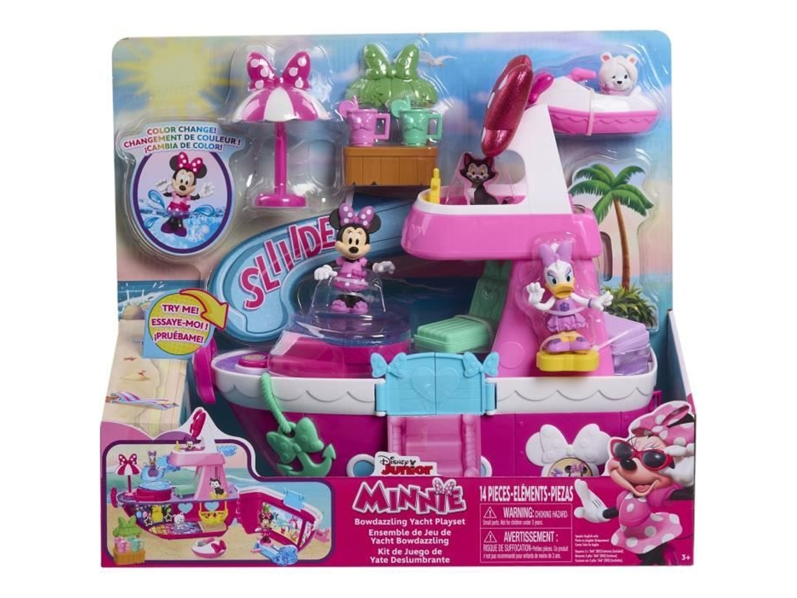 Yate interactivo de Minnie Mouse de Disney con 14 accesorios, atuendos intercambiables y piscina.