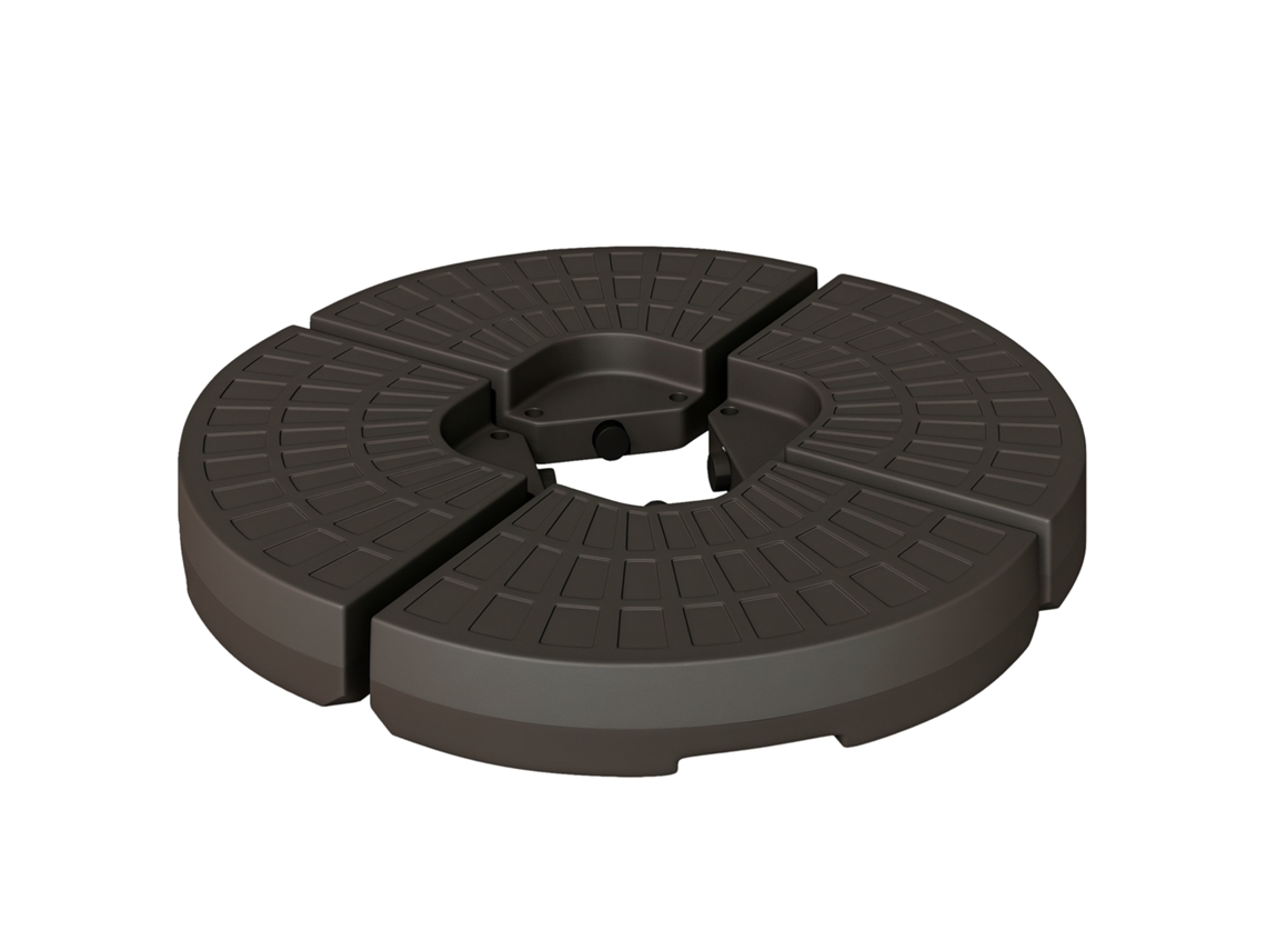 Base Para Sombrilla De 4 Piezas, Rellenable Con Arena, Desmontable, 100x100x10,5 Cm, Color Café.