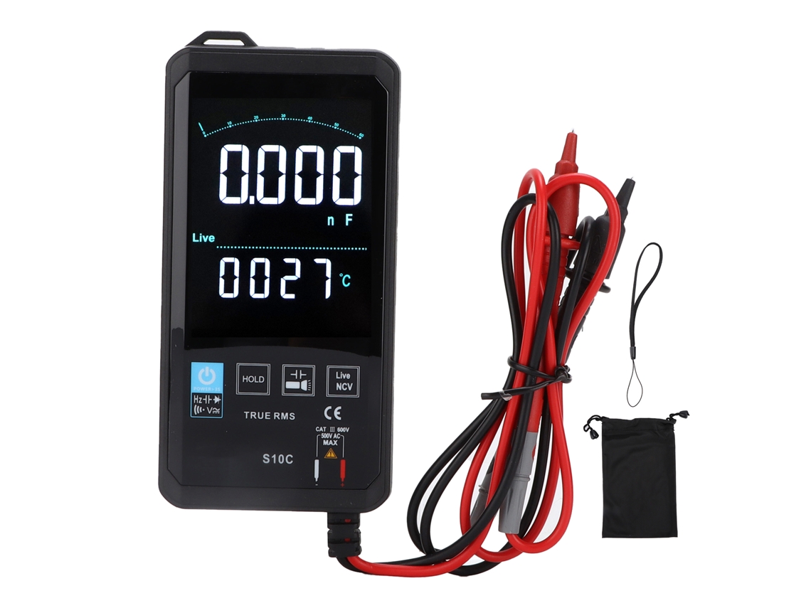 Multímetro Digital S10c Com Tela Colorida Alta Precisão Rms Verdadeiro Portátil Para Teste De Tensão Resistência Capacitância Dc1000v Ac750v