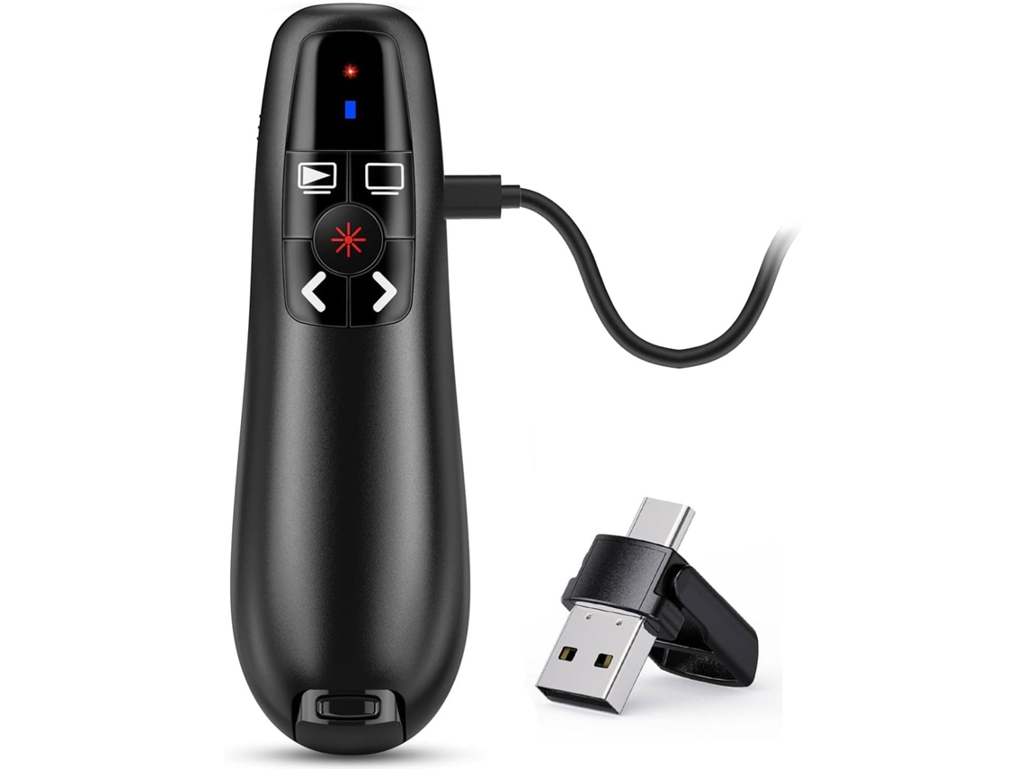 Presentador 2 En 1 Usb C Para Presentaciones De Powerpoint Presentador Inalámbrico Recargable De 2.4 Ghz Clicker Remoto Gertiz